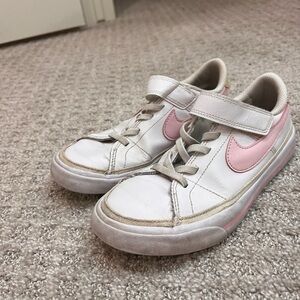 Nike Kids White and Pink Velcro Sneakers